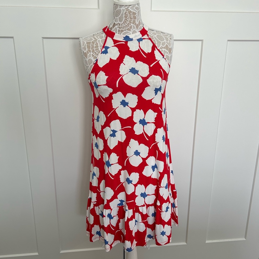 Red Floral Halter Dress